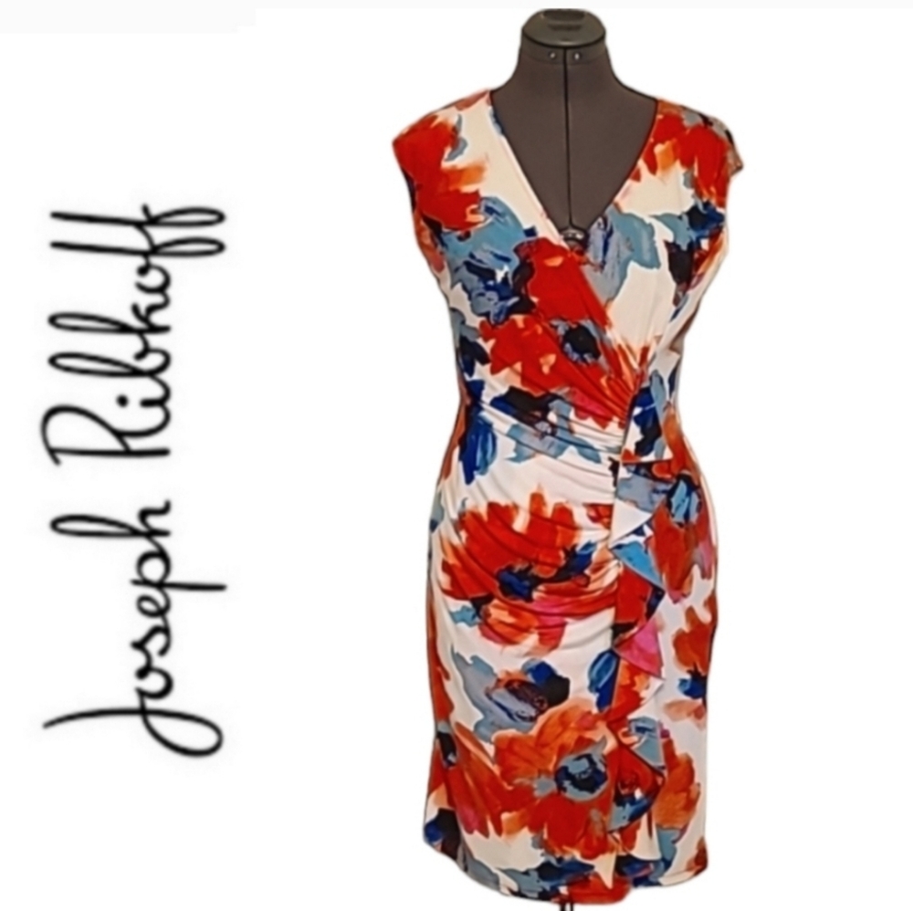 Joseph Ribkoff Floral Midi Dress - Red, Blue, White